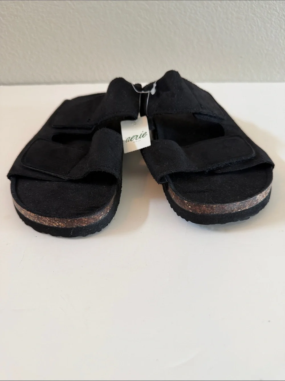 NEW Aerie Women's Black Double Strap Slides Size 9 Casual Loungewear Soft